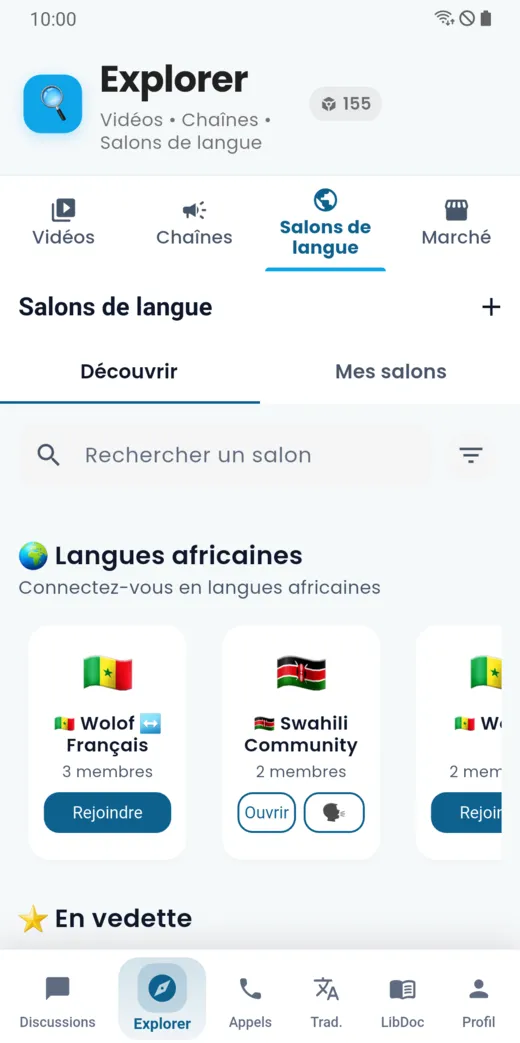 Salons de langue, dont des salons en langues africaines