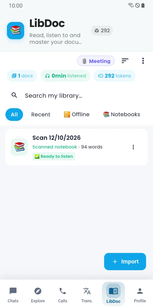 LibDoc library with the list of documents
